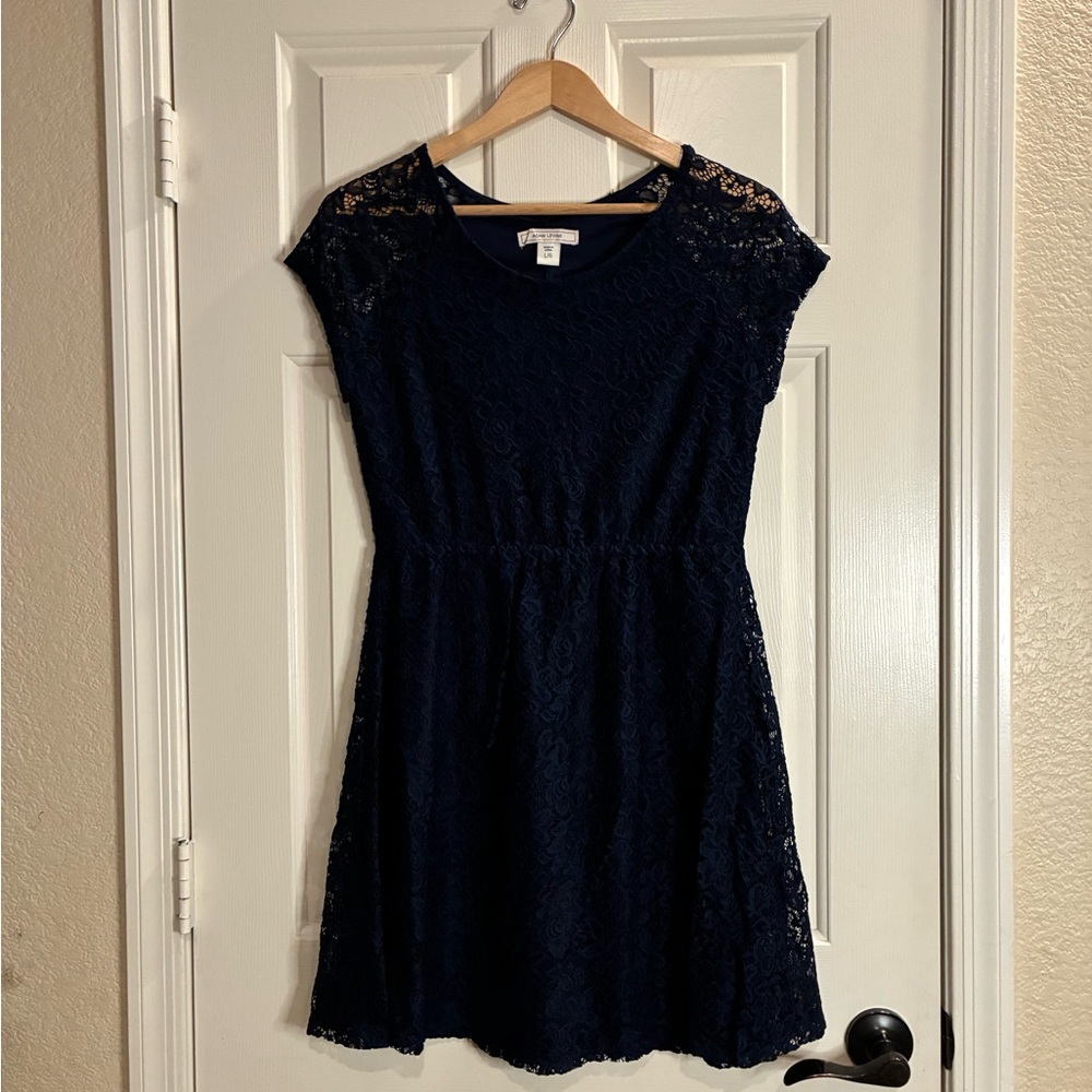 Adam Levine Collection Dark Blue Lace Mini Dress